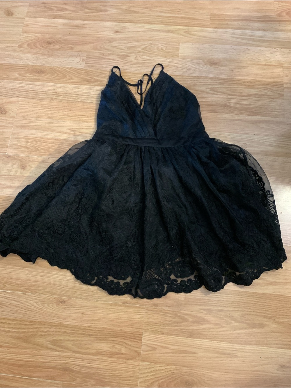 Black Lace V-Neck Women's Dress